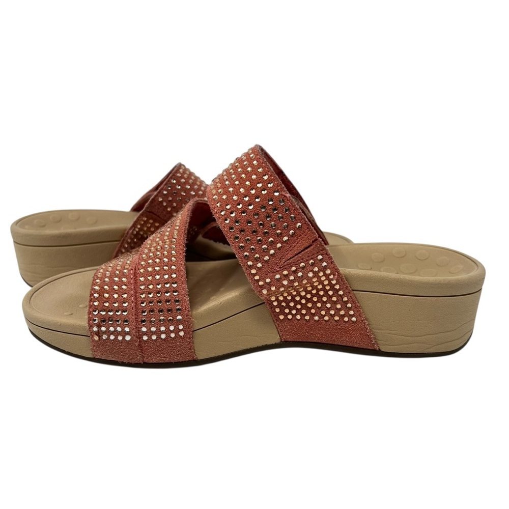 Vionic Red Rhinestone Strap Sandals - Picture 3 of 9